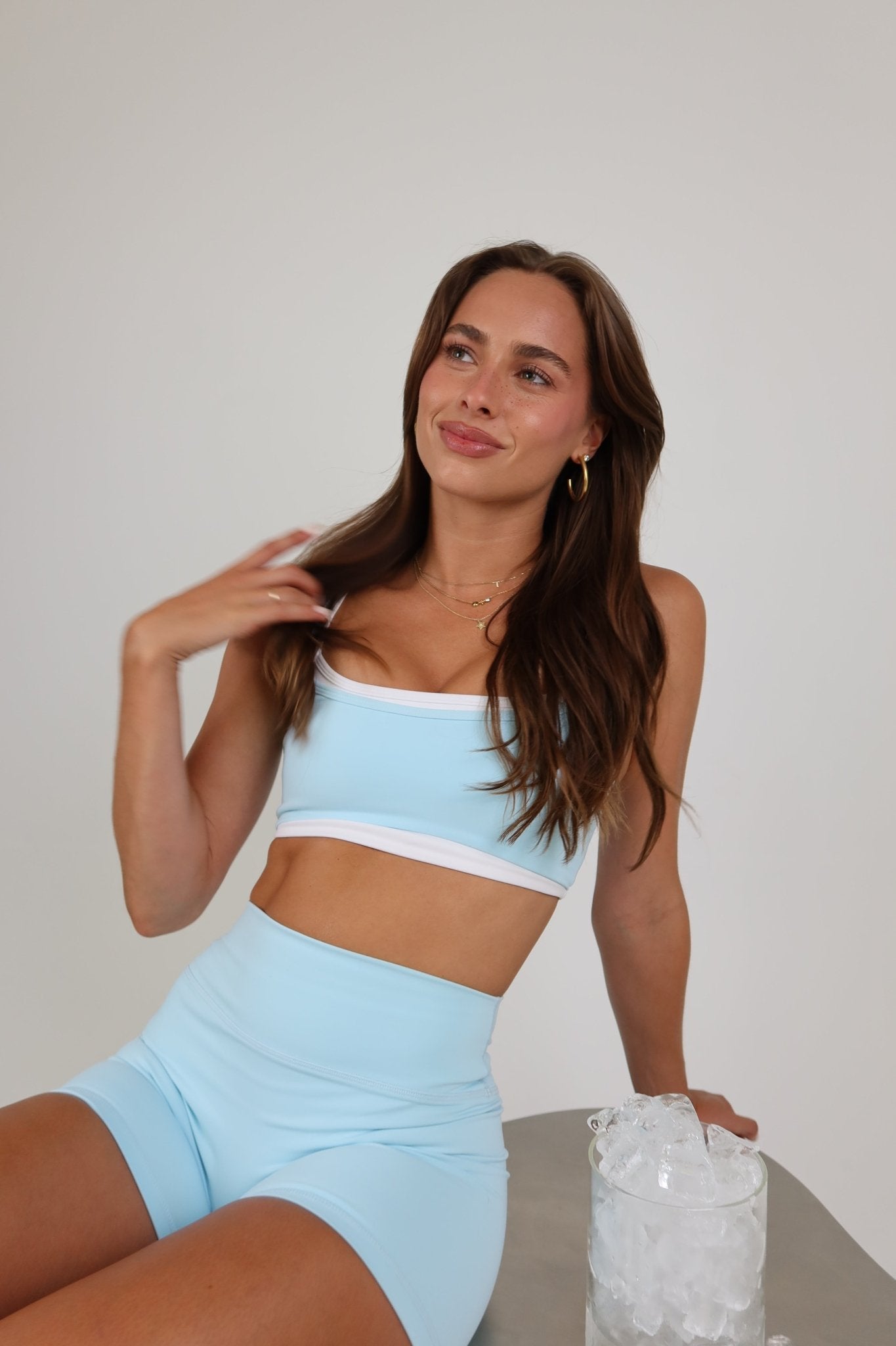 Double Layer Crop - Ice Blue - LEELO ACTIVE
