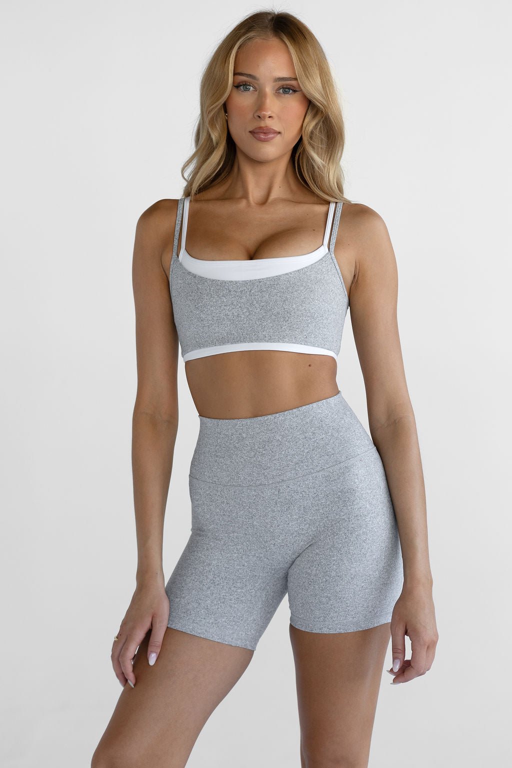 Double Layer Crop - Marl Grey (PRE - ORDER) - LEELO ACTIVE