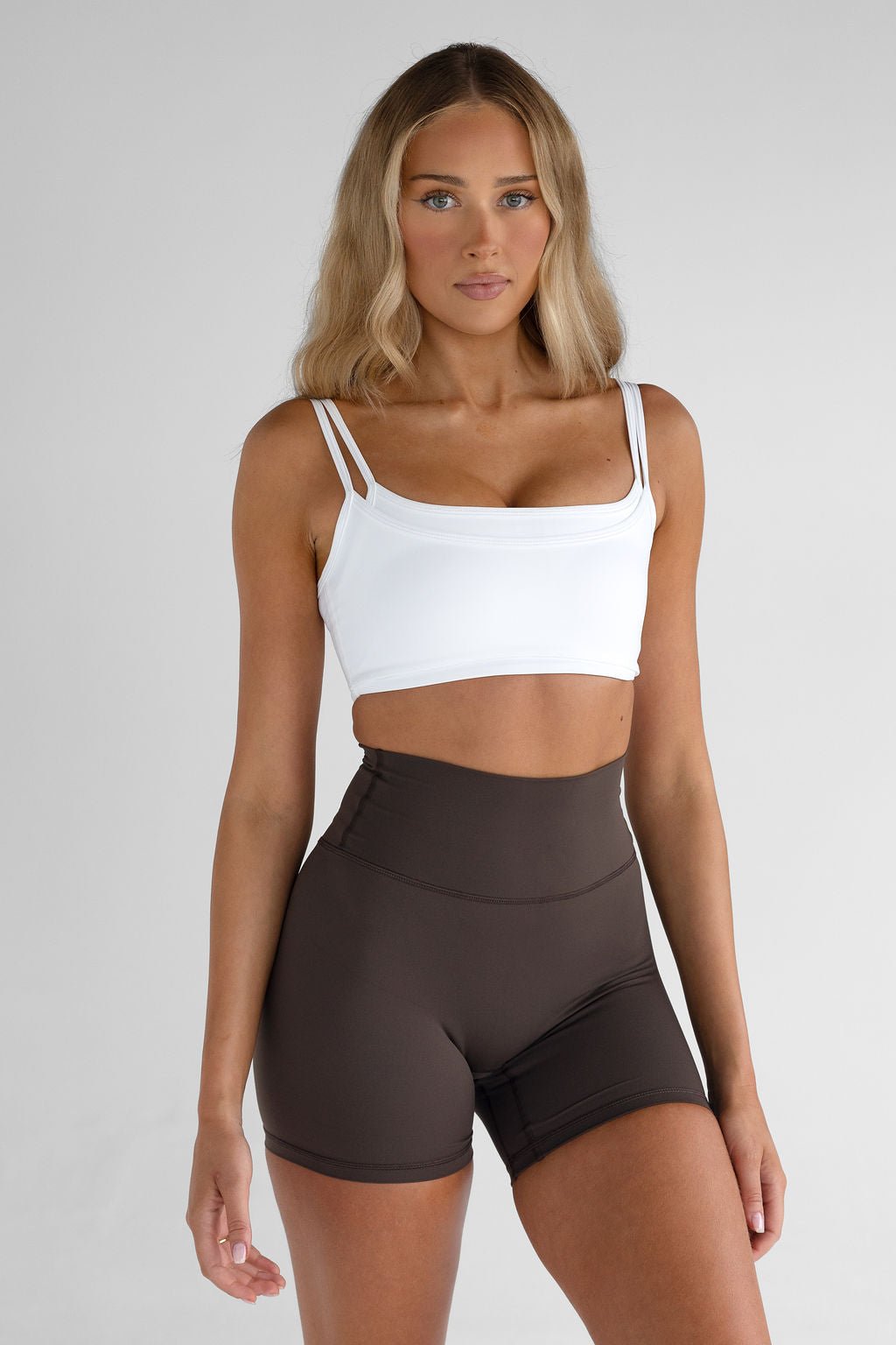Double Layer Crop - White - LEELO ACTIVE