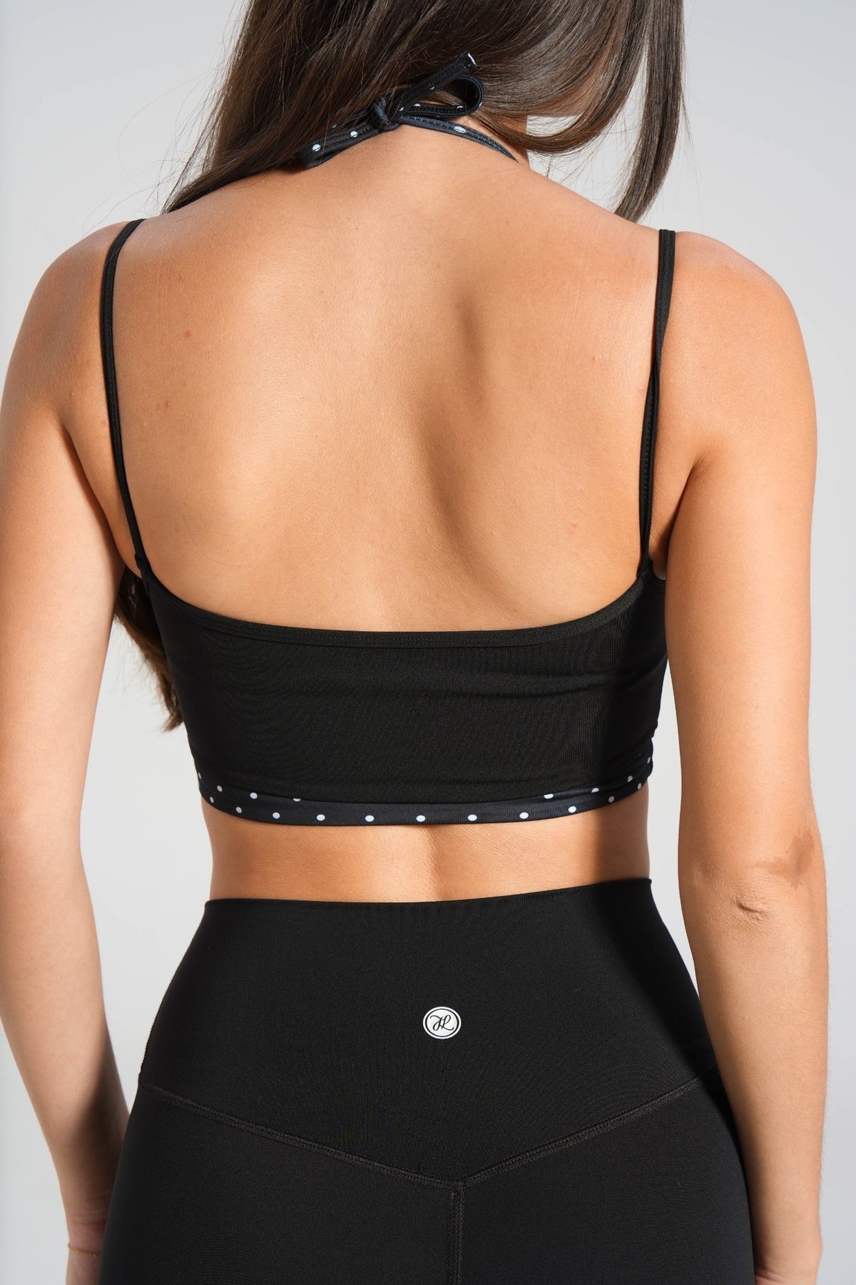 Double Layer Halter Crop - Black/Polka - LEELO ACTIVE