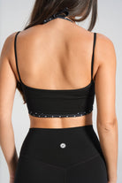 Double Layer Halter Crop - Black/Polka - LEELO ACTIVE