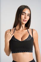 Double Layer Halter Crop - Black/Polka - LEELO ACTIVE