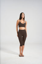 Double Layer Halter Crop - Dark Chocolate/Polka - LEELO ACTIVE