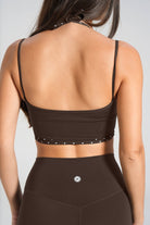 Double Layer Halter Crop - Dark Chocolate/Polka - LEELO ACTIVE