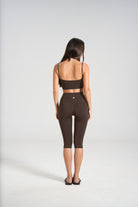 Double Layer Halter Crop - Dark Chocolate/Polka - LEELO ACTIVE