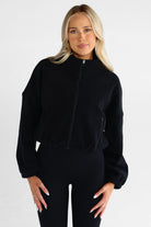 Fleece Zip Jacket - Black - LEELO ACTIVE