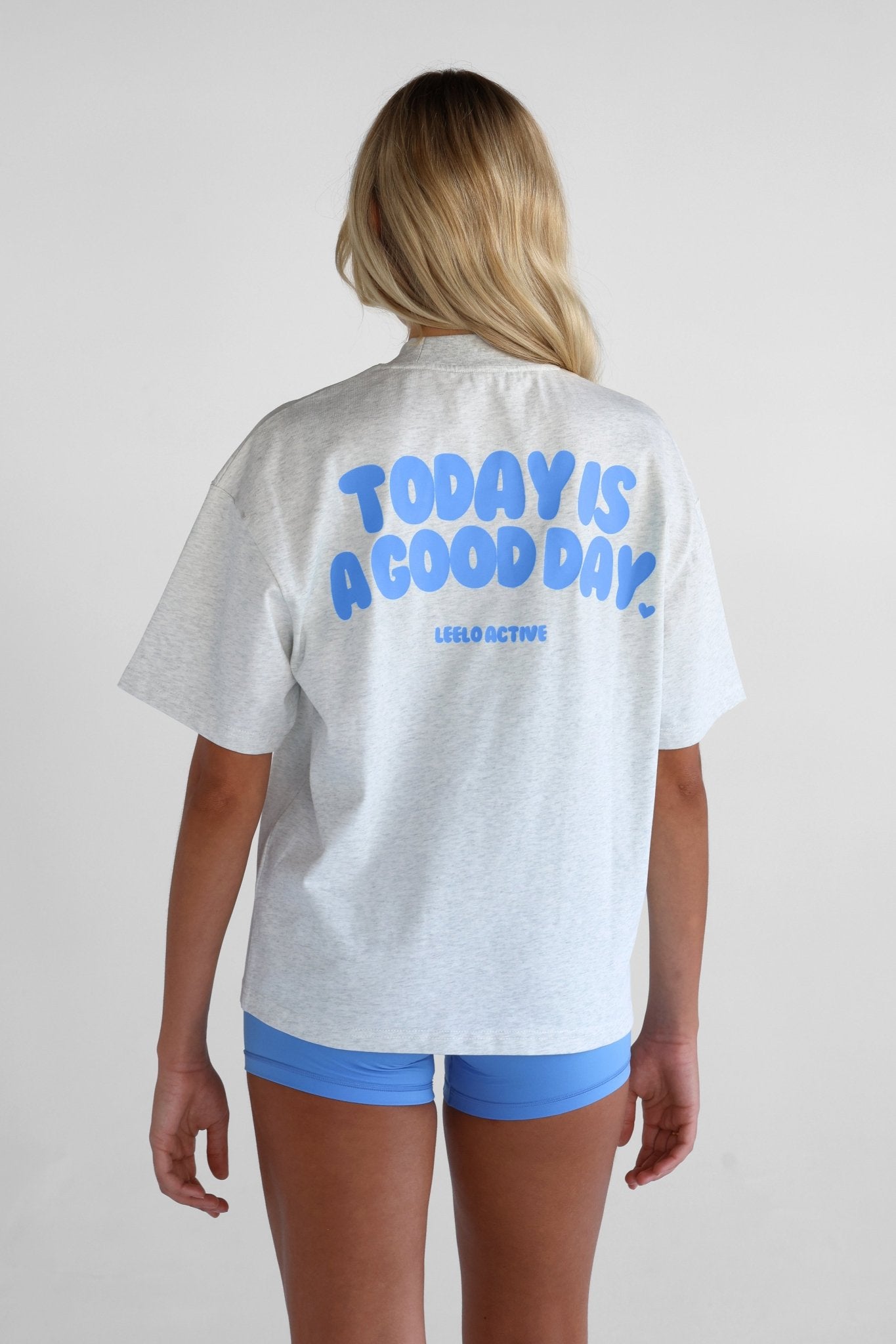 Good Day Tee - Oatmeal/Blue - LEELO ACTIVE