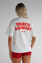 Good Day Tee - Oatmeal/Red - LEELO ACTIVE