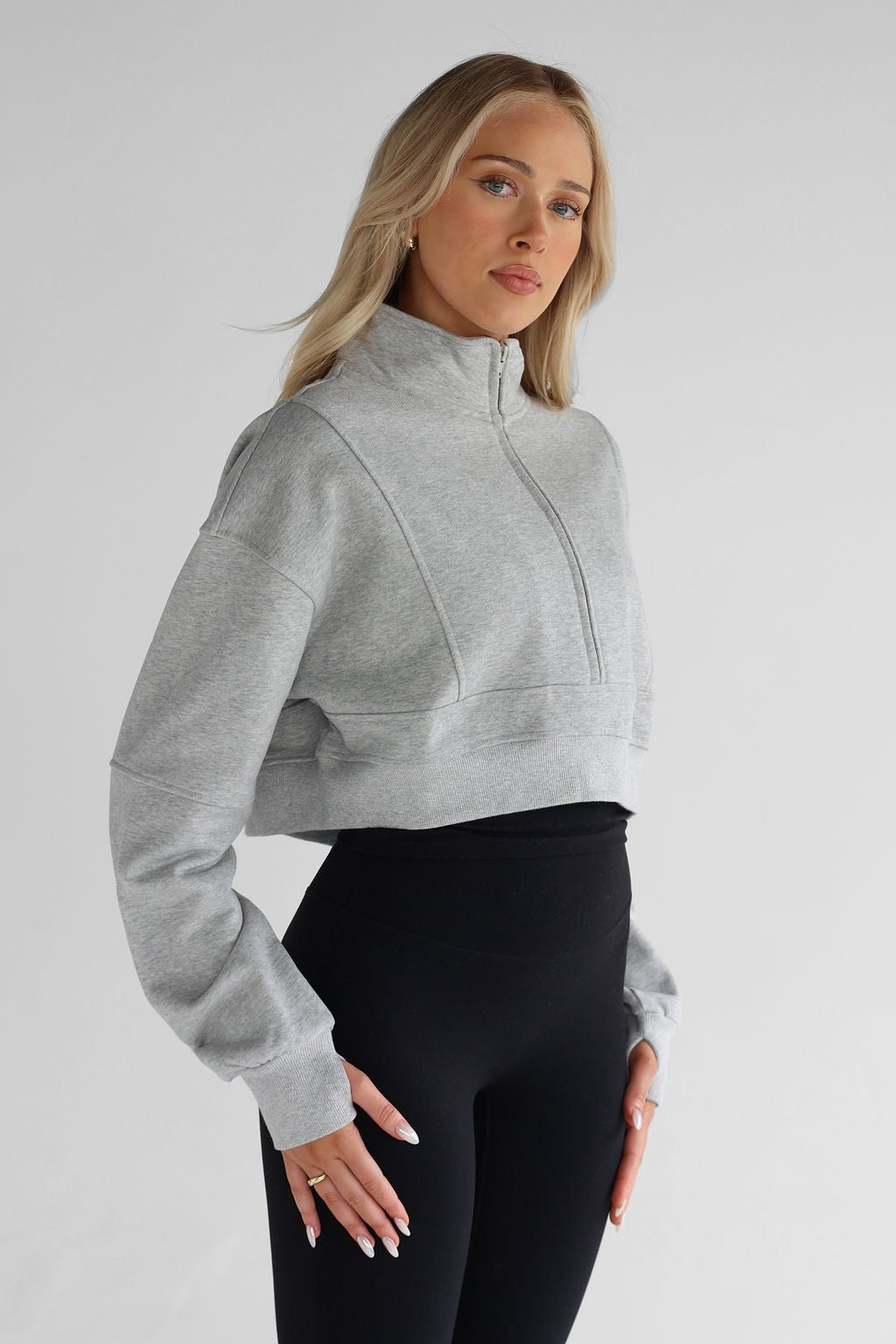 Half Zip Sweater - Heather Grey - LEELO ACTIVE