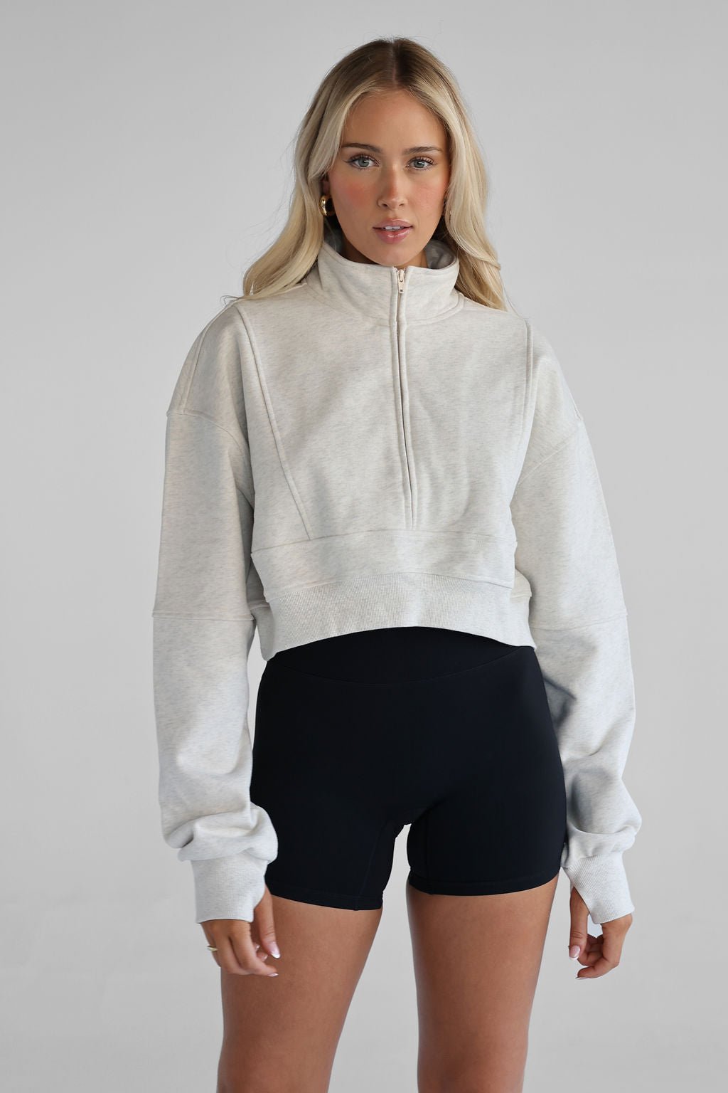 Half Zip Sweater - Oatmeal - LEELO ACTIVE