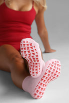 Holiday Grip Socks - Pink Ribbons - LEELO ACTIVE