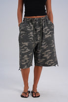 Long Cotton Parachute Shorts - Camo (pre-order) - LEELO ACTIVE