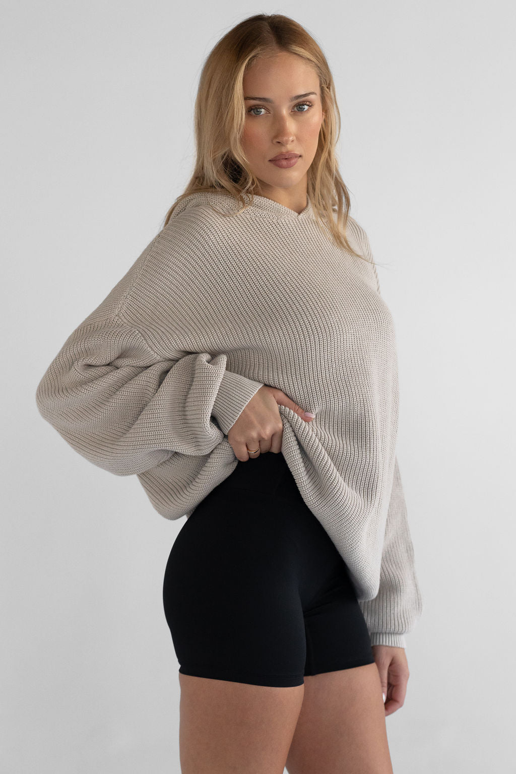 Natural Knit Hoodie - Almond - LEELO ACTIVE
