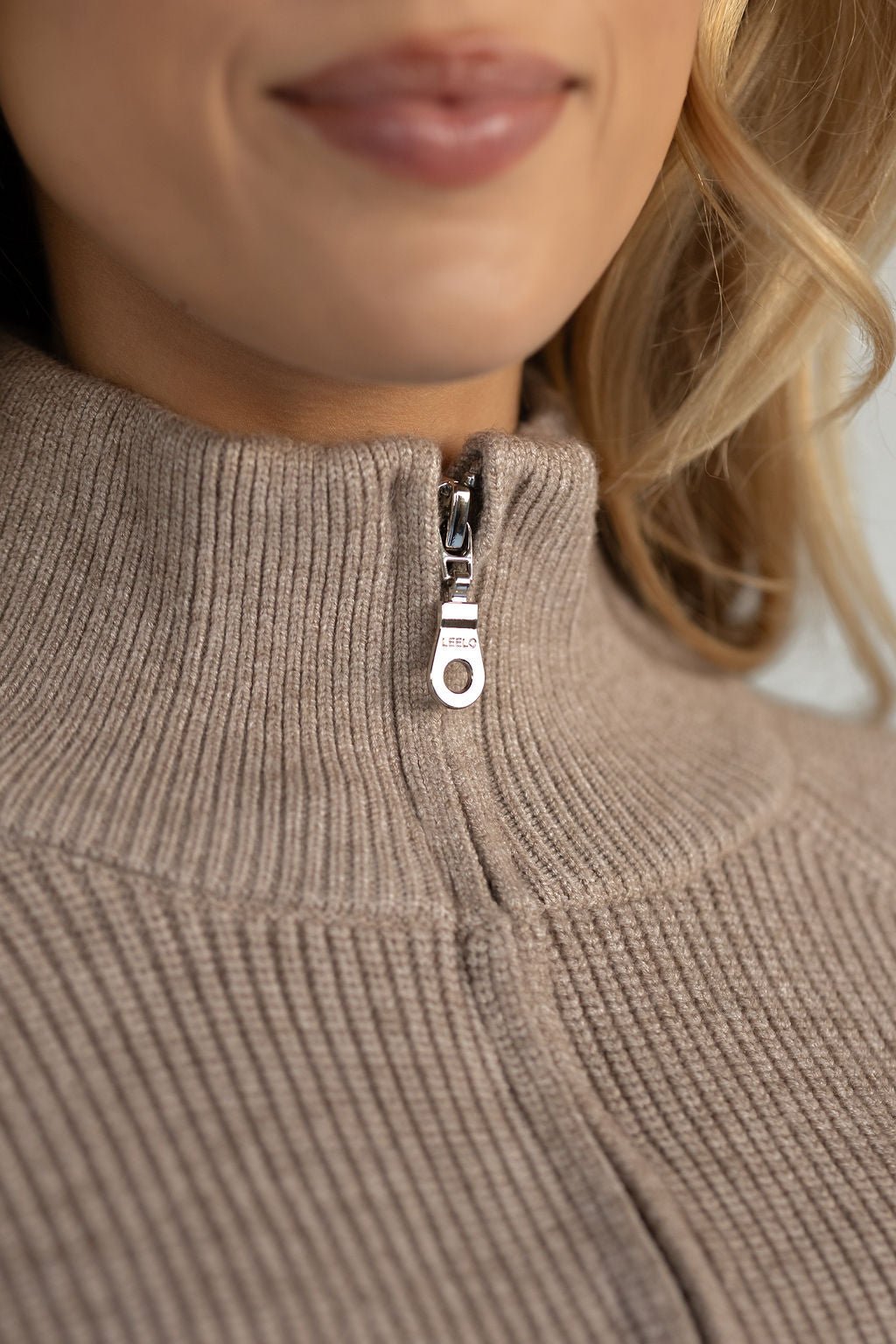 Natural Knit Quarter Zip - Almond (COMING SOON) - LEELO ACTIVE