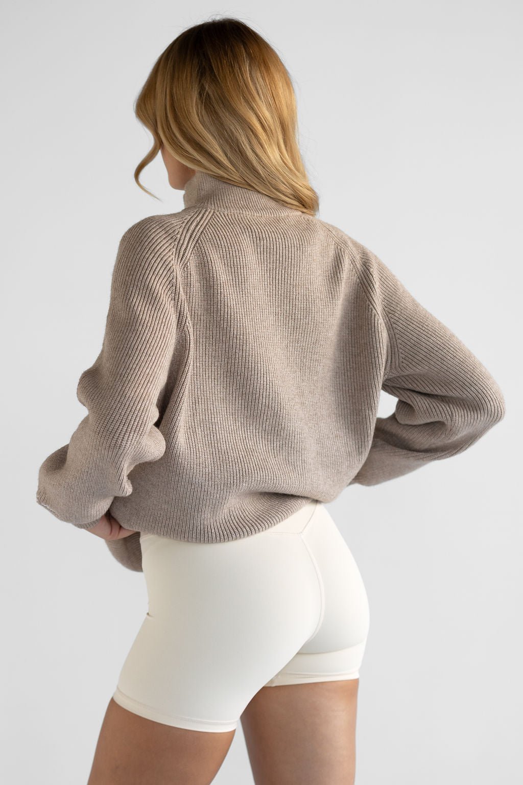 Natural Knit Quarter Zip - Almond (COMING SOON) - LEELO ACTIVE