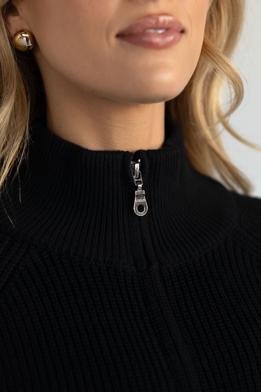 Natural Knit Quarter Zip - Black (COMING SOON) - LEELO ACTIVE