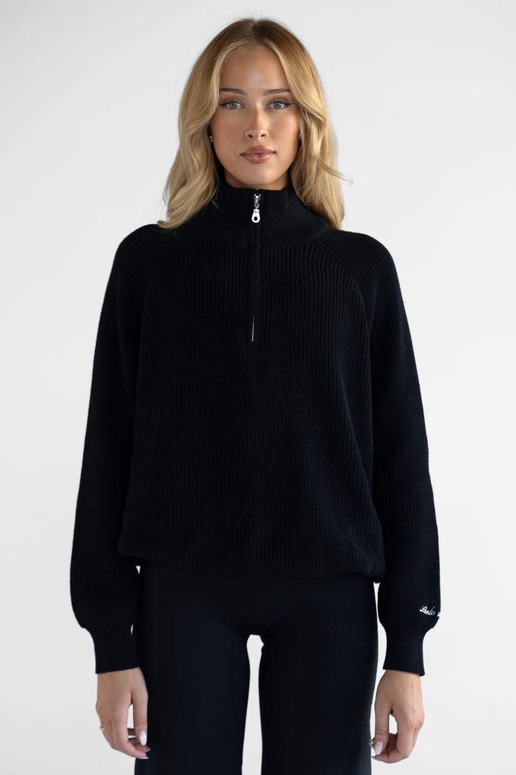Natural Knit Quarter Zip - Black (COMING SOON) - LEELO ACTIVE