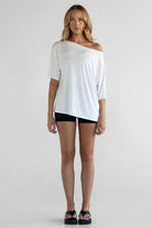 Off Shoulder Bamboo T-Shirt - White (COMING SOON) - LEELO ACTIVE
