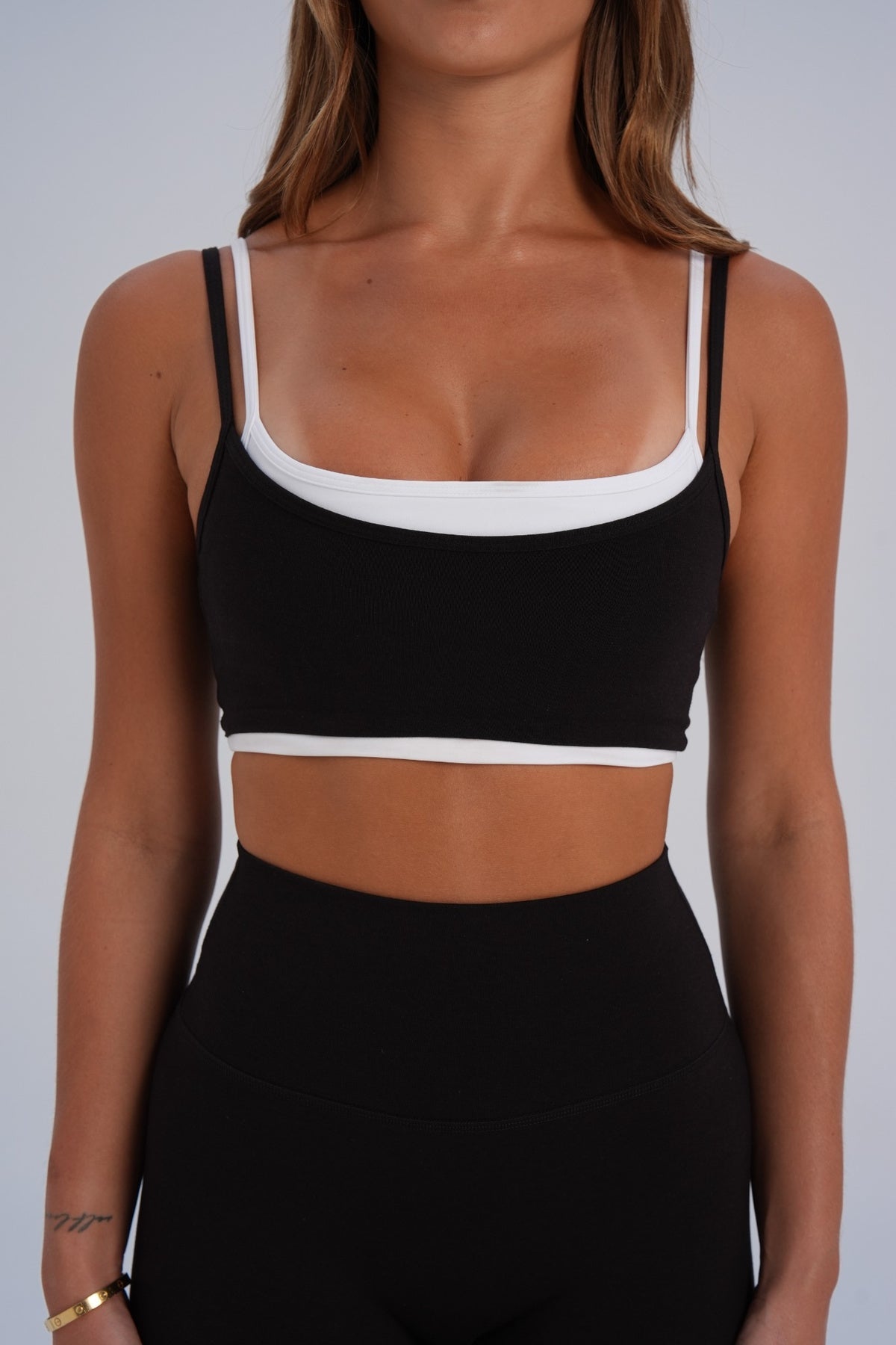 Organic Cotton Double Layer Crop - Black (pre-order) - LEELO ACTIVE
