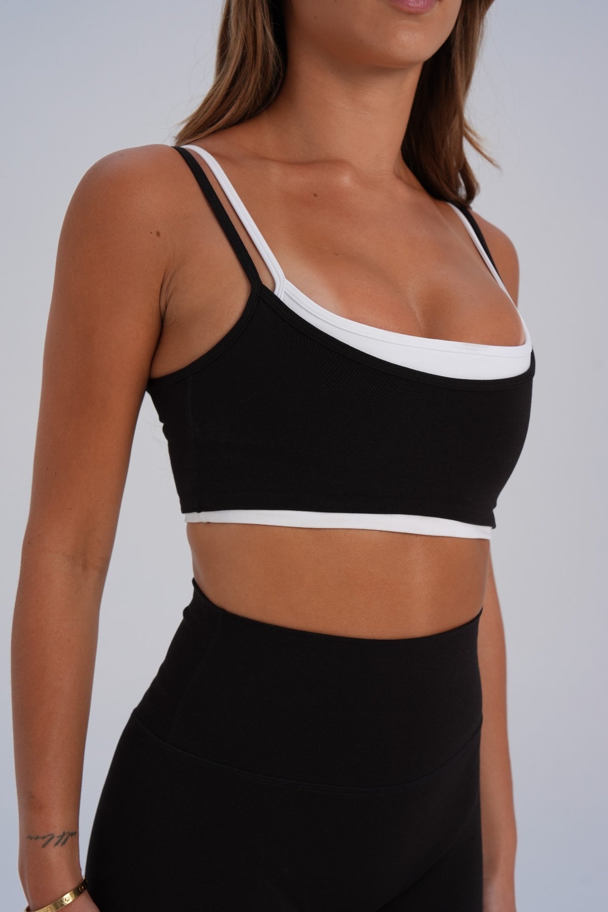 Organic Cotton Double Layer Crop - Black (pre-order) - LEELO ACTIVE