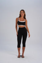 Organic Cotton Double Layer Crop - Black (pre-order) - LEELO ACTIVE
