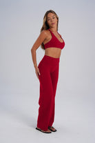 PETITE Sculpt Wide Leg Pants - Cherry - LEELO ACTIVE