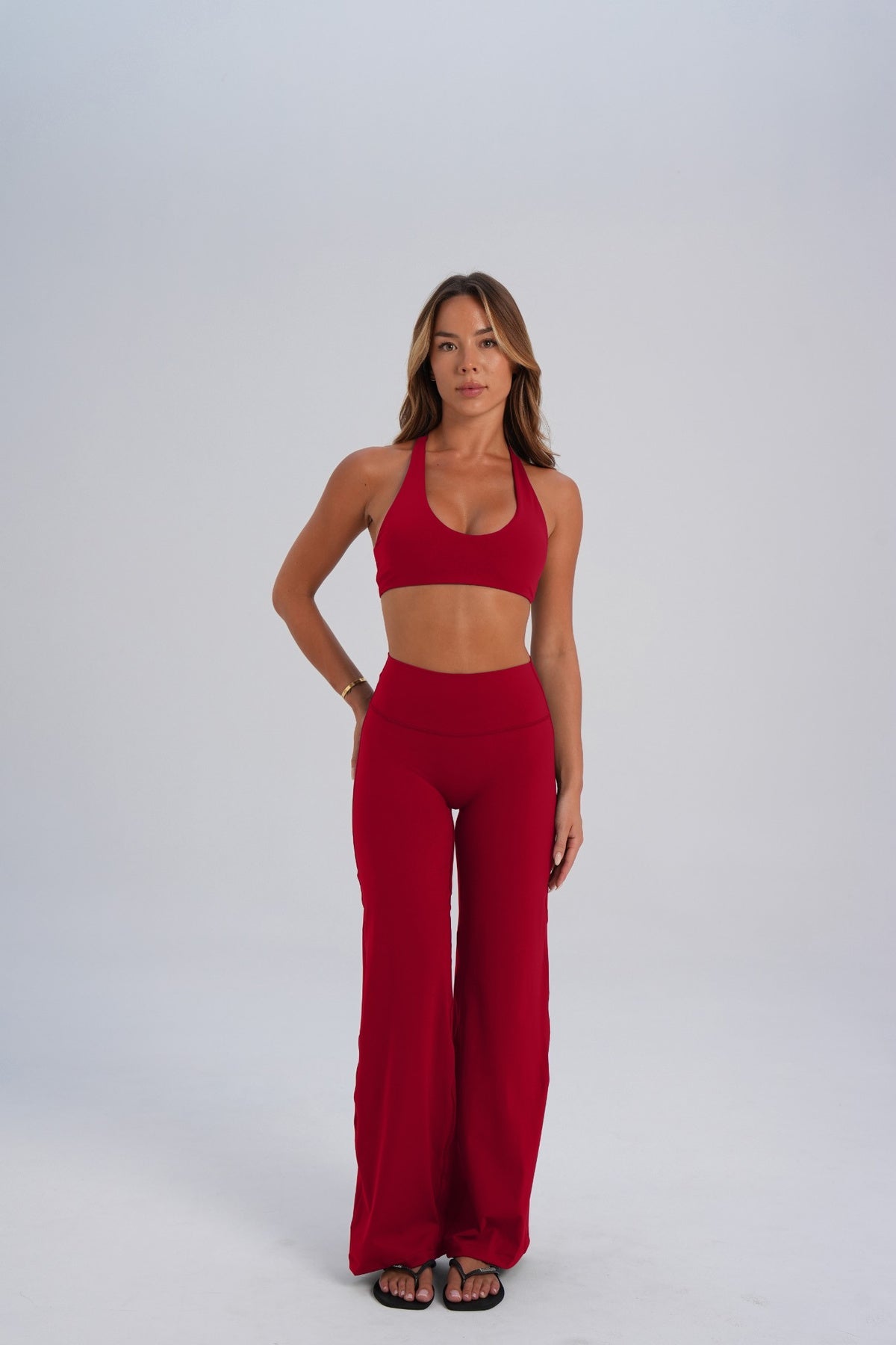 PETITE Sculpt Wide Leg Pants - Cherry - LEELO ACTIVE