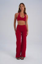PETITE Sculpt Wide Leg Pants - Cherry - LEELO ACTIVE