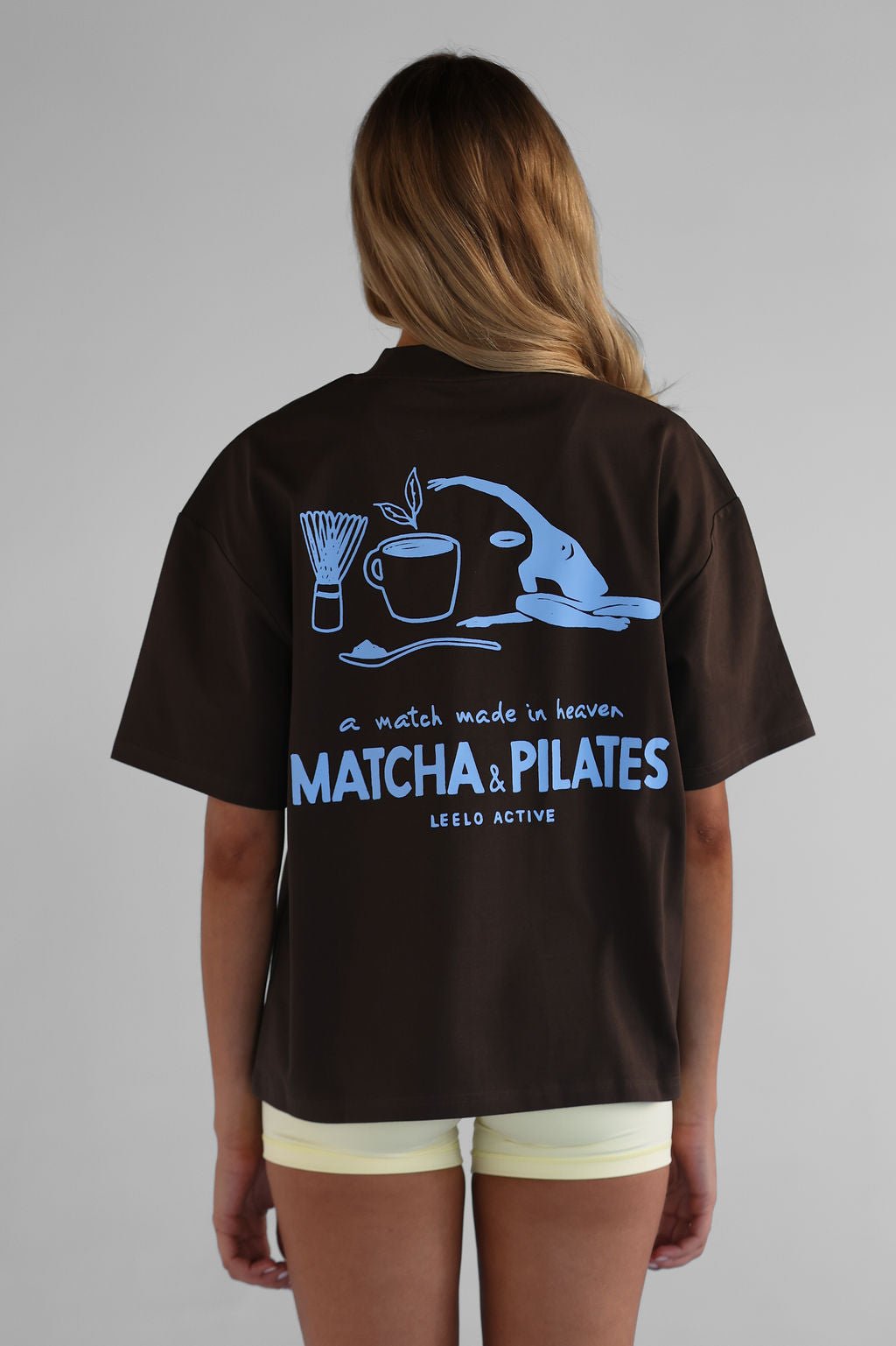Pilates & Matcha Tee - Brown/Lilac - LEELO ACTIVE