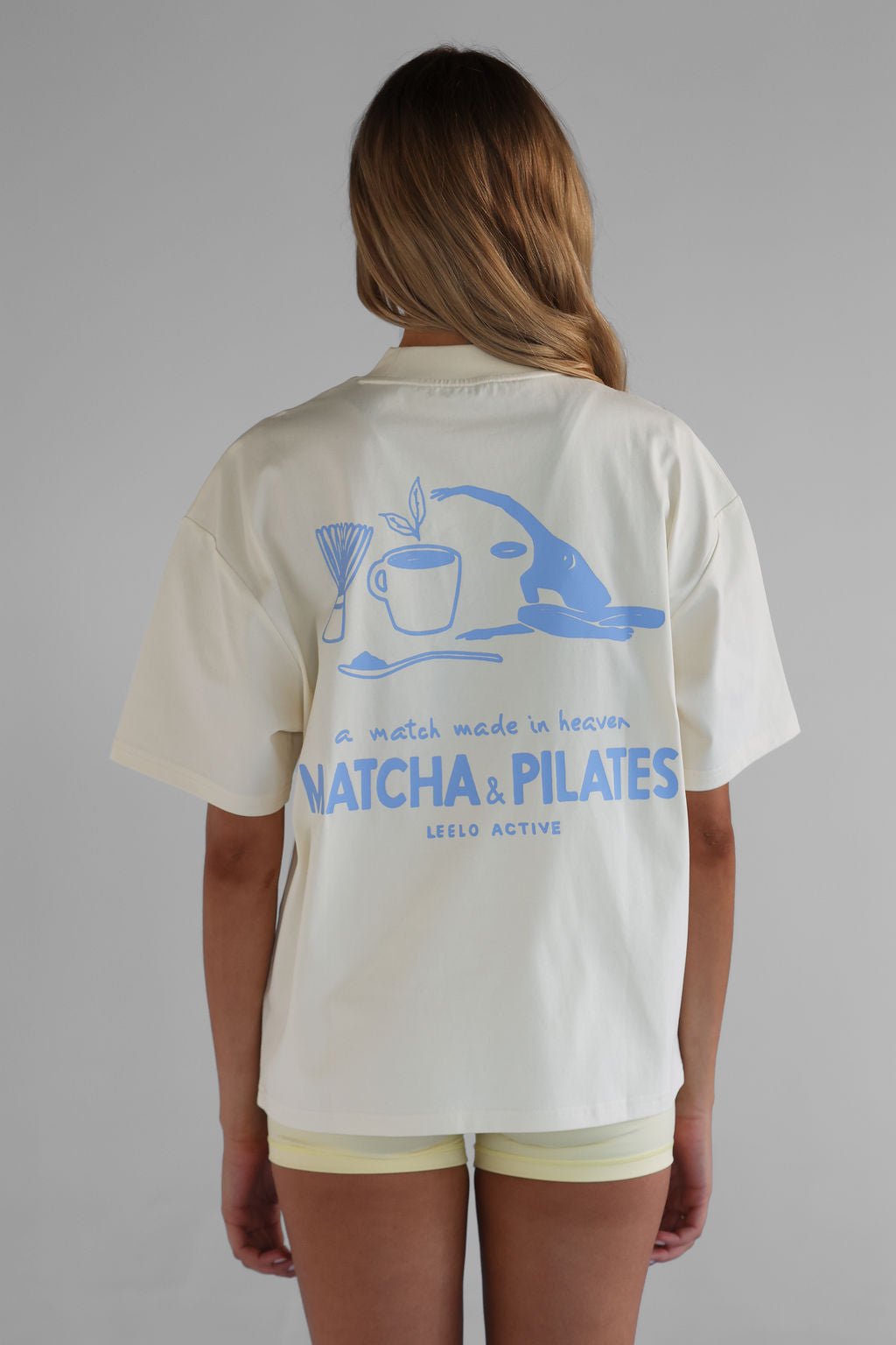 Pilates & Matcha Tee - Cream/Lilac - LEELO ACTIVE