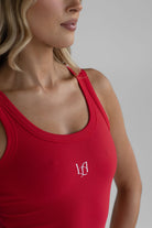 Ribbed Logo Tank - Red - LEELO ACTIVE