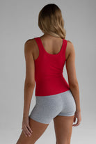 Ribbed Logo Tank - Red - LEELO ACTIVE