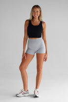 Ribbed Scoop Neck Crop - Black - LEELO ACTIVE