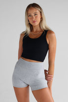 Ribbed Scoop Neck Crop - Black - LEELO ACTIVE