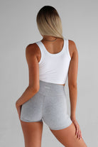 Ribbed Scoop Neck Crop - White - LEELO ACTIVE