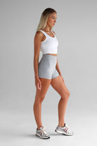 Ribbed Scoop Neck Crop - White - LEELO ACTIVE