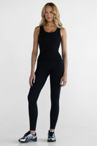 Ribbed Scoop Neck Tank - Black - LEELO ACTIVE