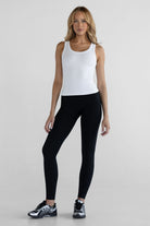 Ribbed Scoop Neck Tank - White - LEELO ACTIVE