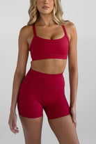 SCULPT Cross Back Crop - Cherry - LEELO ACTIVE