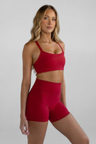 SCULPT Cross Back Crop - Cherry - LEELO ACTIVE