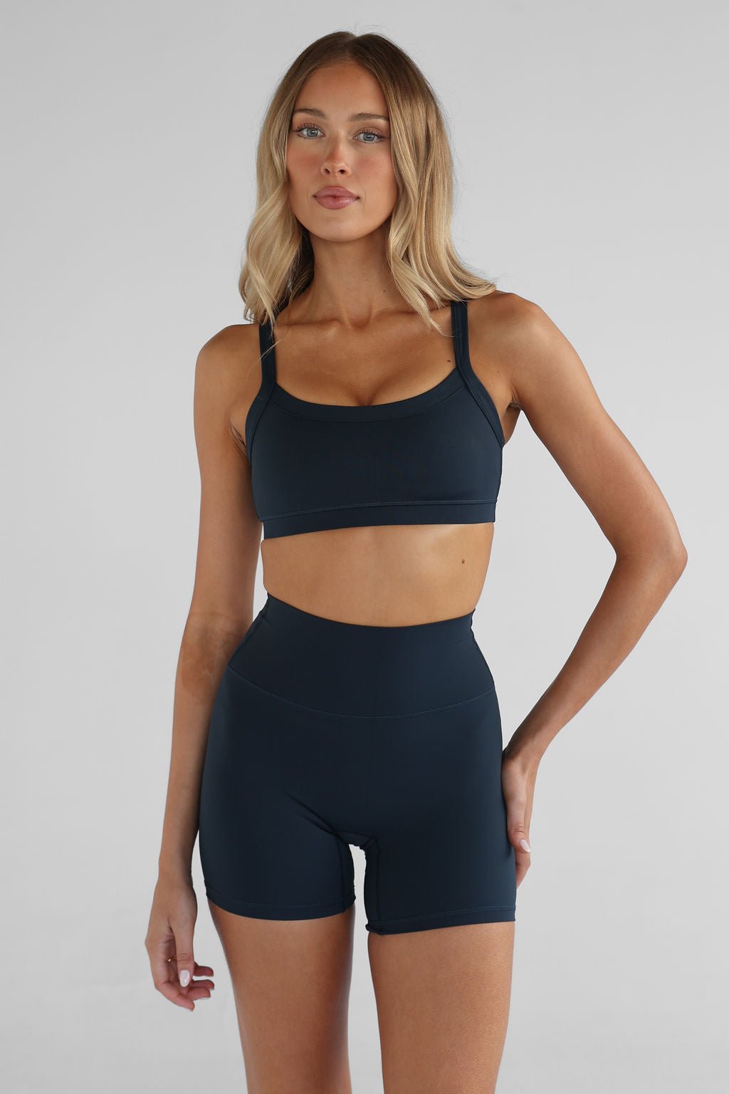 SCULPT Cross Back Crop - Navy - LEELO ACTIVE