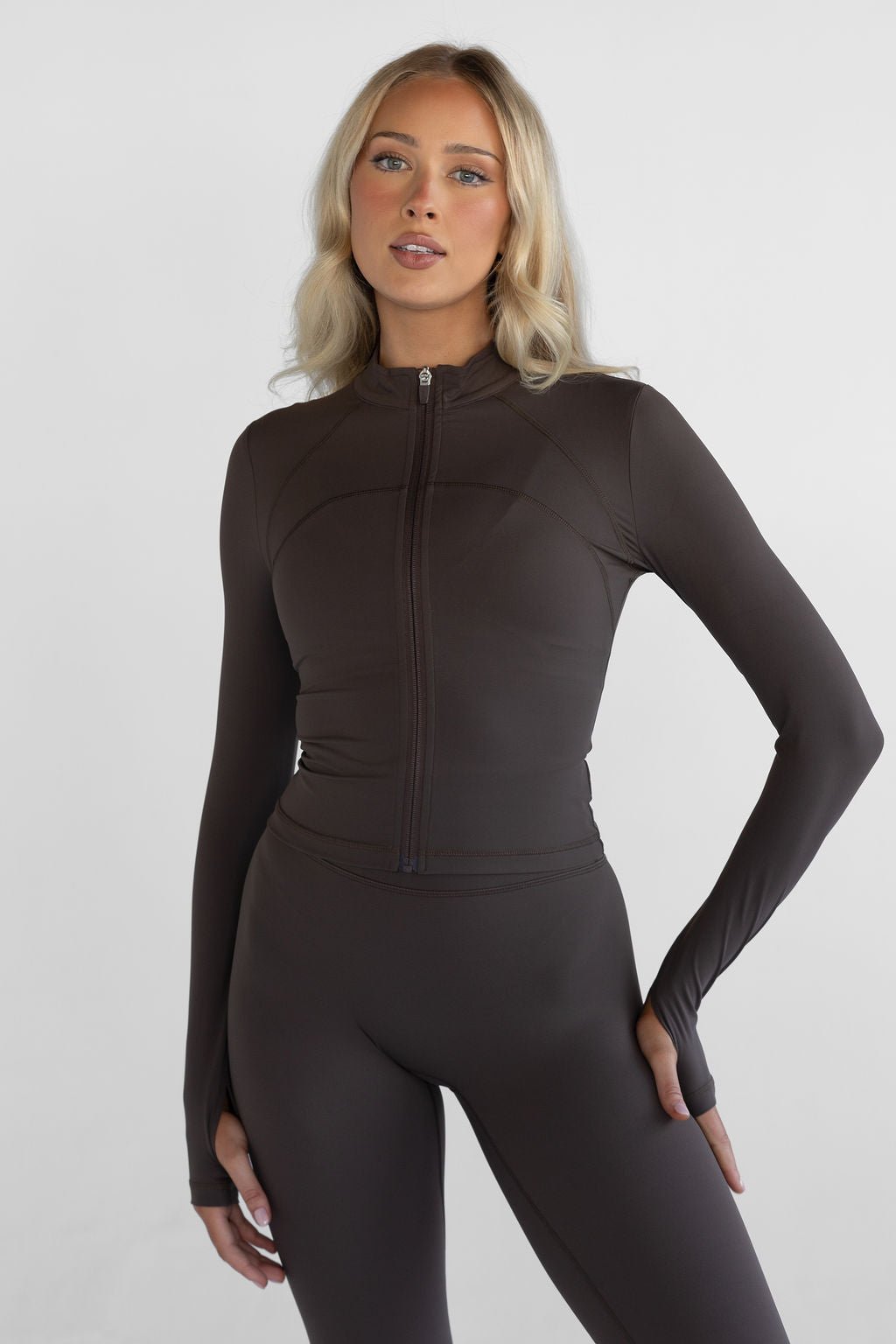 SCULPT Fitted Jacket - Dark Chocolate - LEELO ACTIVE