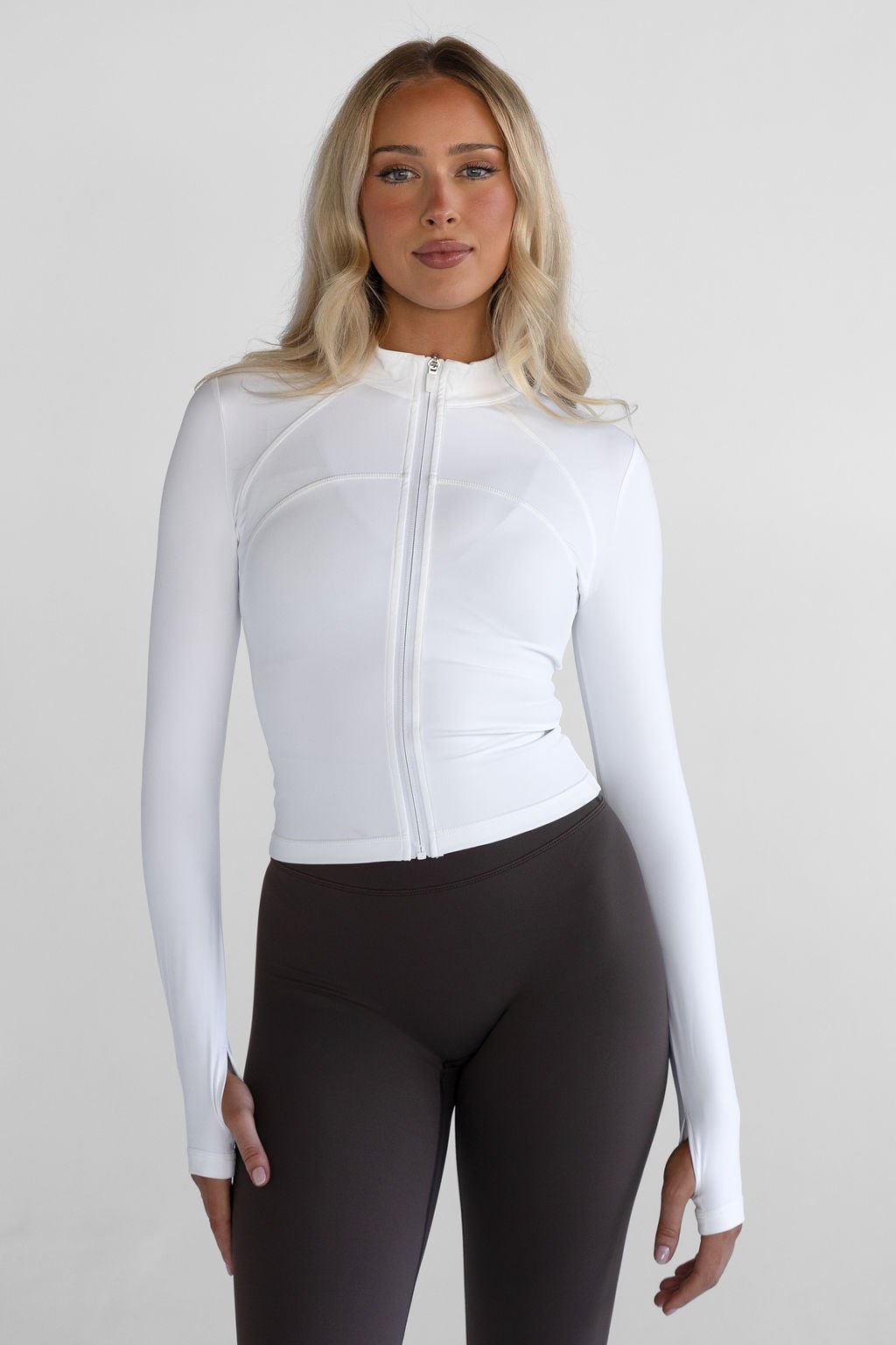 SCULPT Fitted Jacket - White - LEELO ACTIVE