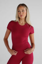 SCULPT Fitted Tee - Cherry - LEELO ACTIVE