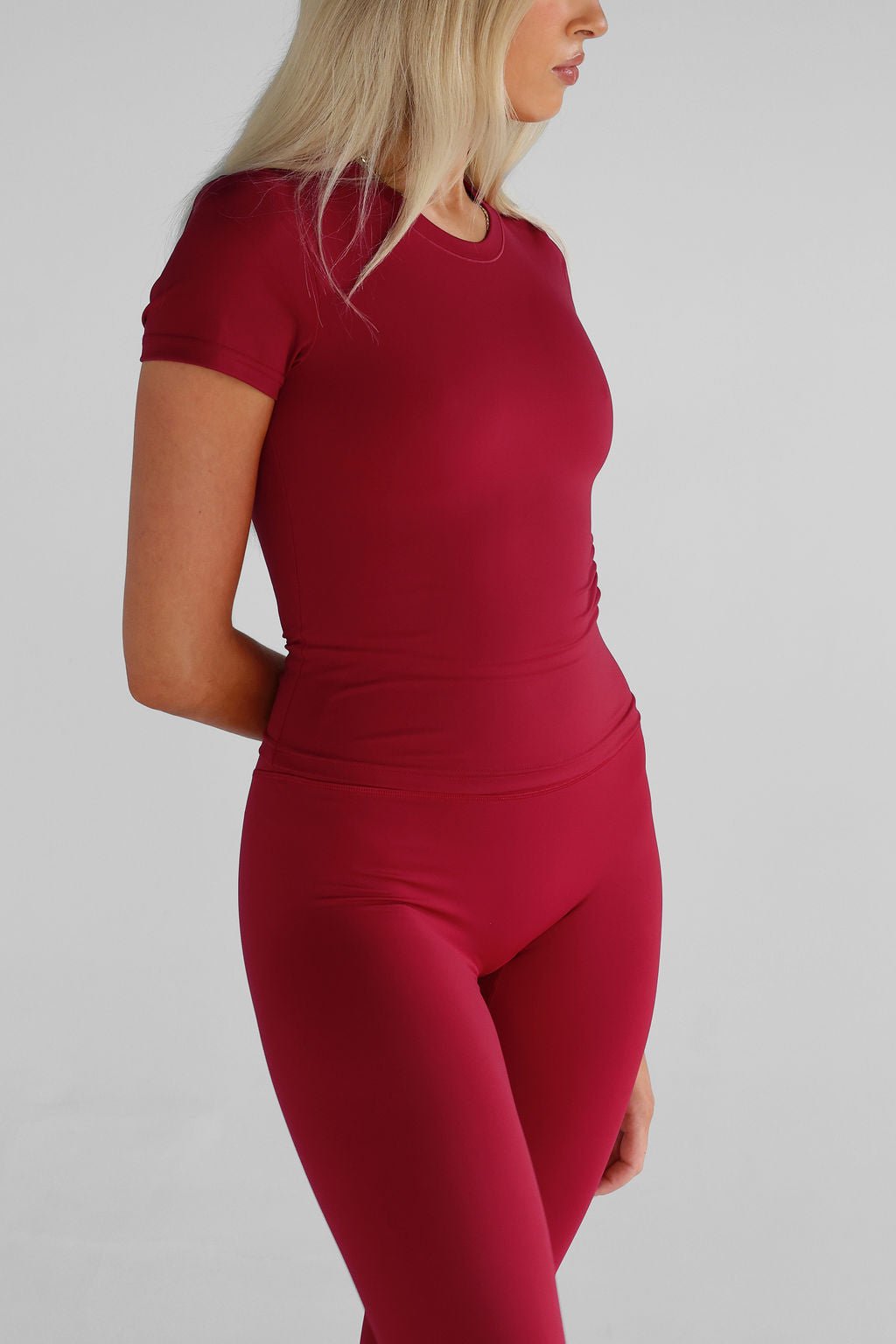 SCULPT Fitted Tee - Cherry - LEELO ACTIVE