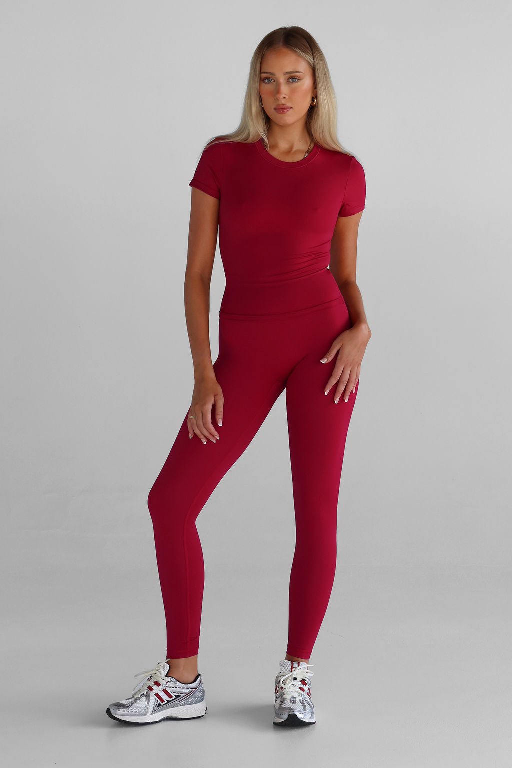 SCULPT Fitted Tee - Cherry - LEELO ACTIVE