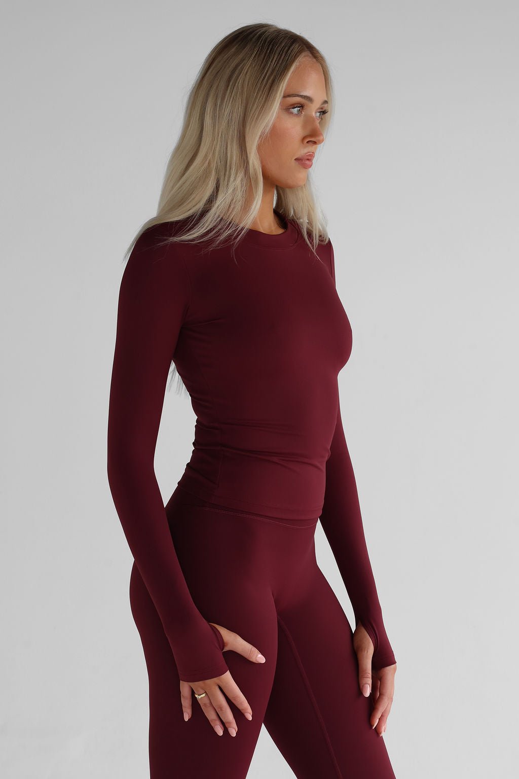 SCULPT Full Length Long Sleeve - Cherry Cola - LEELO ACTIVE