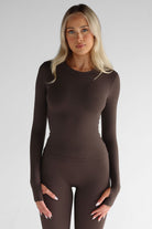 SCULPT Full Length Long Sleeve - Dark Chocolate - LEELO ACTIVE