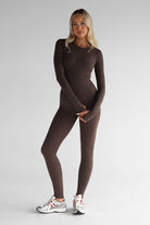 SCULPT Full Length Long Sleeve - Dark Chocolate - LEELO ACTIVE