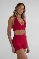 Sculpt Halter Neck Crop - Cherry - LEELO ACTIVE